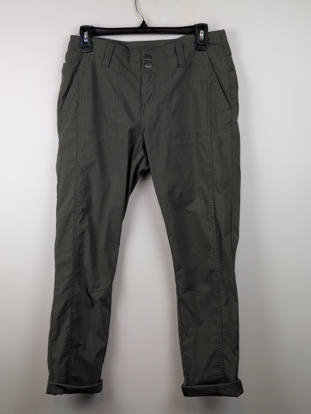 Prana Mid-Rise Organic Cotton Olive Green Utility Cropped Pants Size 6